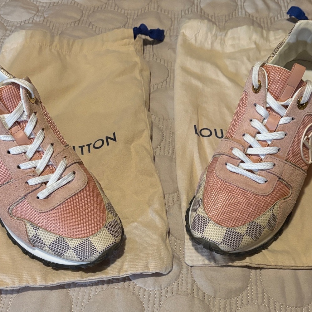 Louis Vuitton Pink and Cream Checkered Sneakers